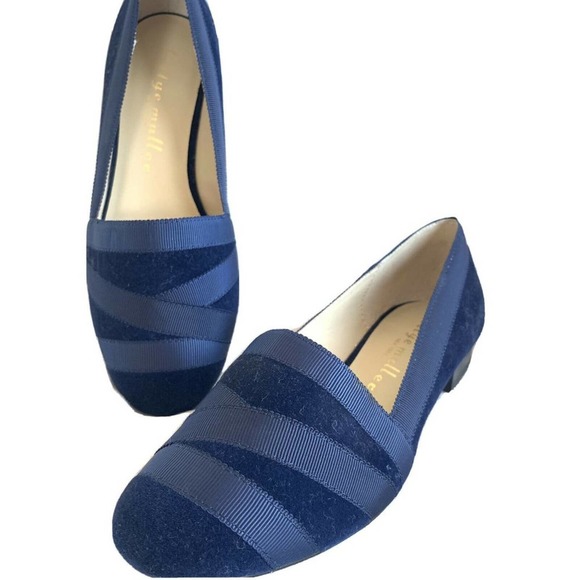 Bettye Muller Loafers Blue Velvet Ribbon 6.5 heel - Picture 2 of 10